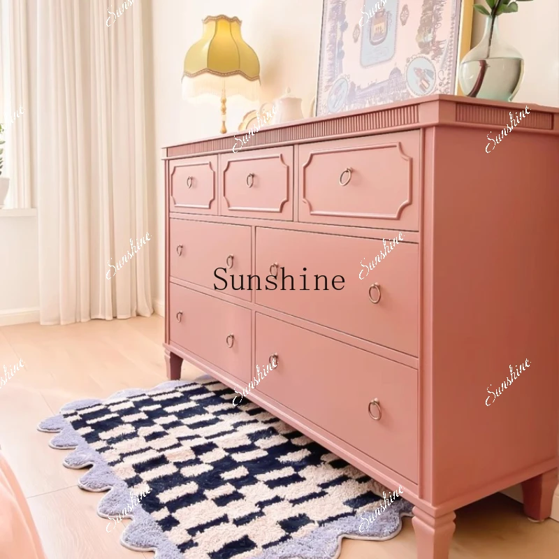 Storage seven chest cabinets living room solid wood storage retro wind cabinet simple decorative cabinet