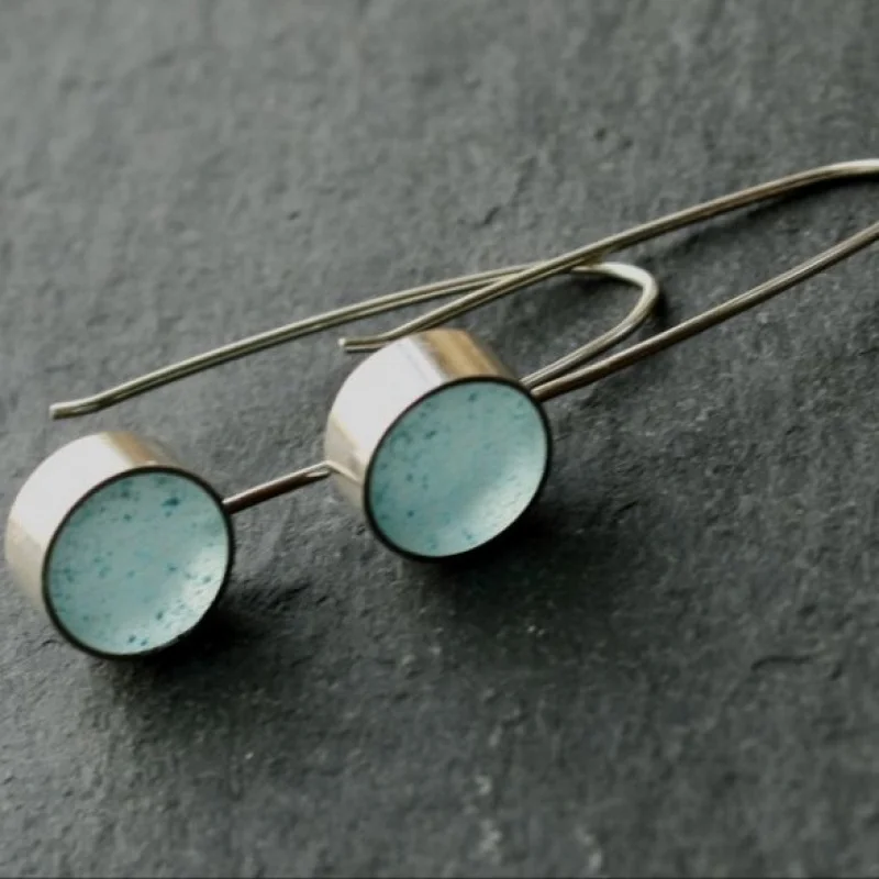 New Style Fringe Charm Mom Earrings Small Round Brushed Women Ear Hooks with Blue Gemstone Fashion Geometric Alloy Ear Ornaments