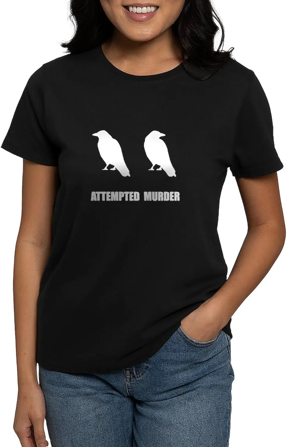 CafePress Attempted Murder of Crows Women's Dark T Shirt Womens Cotton Dark T-Shirt