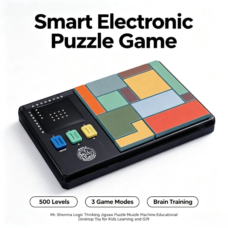 Mr.Shenma Smart Electronic Block Puzzle Console 500 Levels 3 Modes STEM Brain Teaser Toy Logical Thinking Educational Game