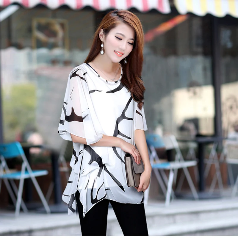 Plus Size 200 Pounds Belly Covering Women\'s Chiffon Shirt Spring Summer New 2024 Casual Elegant Age Reduction Top for Women