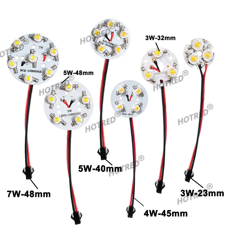 LED High Power Lamp Beads Light Round PCB Board 3X1W 3W 4W 5W 7W 3X3W 9W 23mm 32mm 40mm 45mm 48mm For Blubs Downlight Spotlight