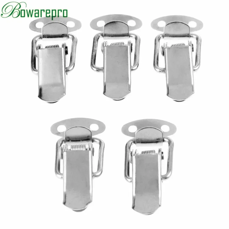 bowarepro Hardware Cabinet Boxes Spring Loaded Latch Catch Toggle Iron Hasp For Sliding Door Window Cabinet+Screw 43*21MM 5pcs