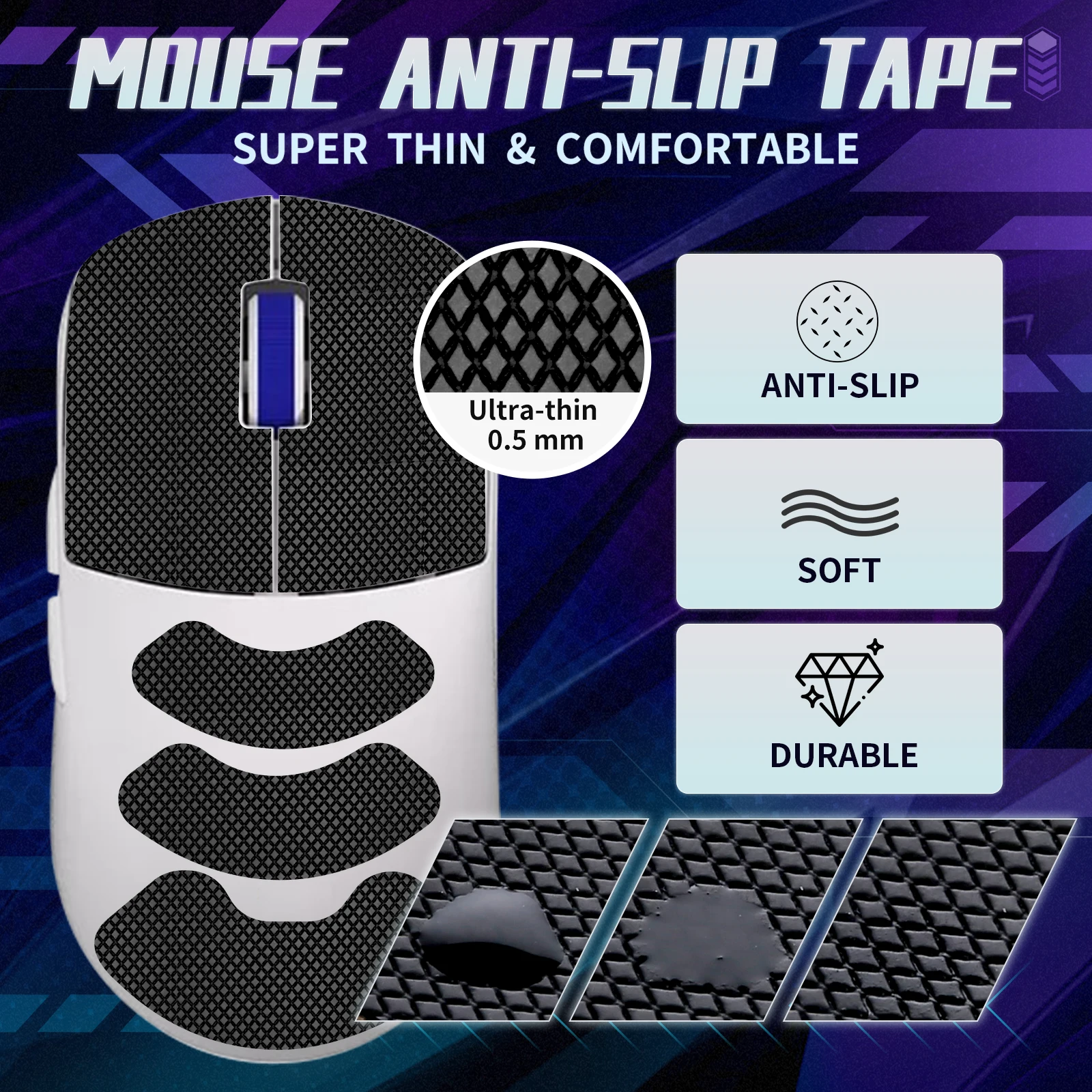 TALONGAMES Mouse Grip Tape for Ninjutso Sora V2 Wireless Mouse,Palm Sweat Absorption Anti Slip Grip,Cut to Fit,Easy to Apply