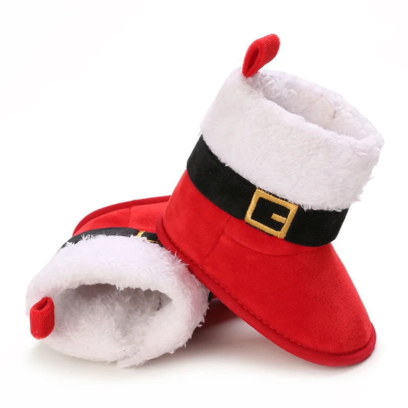 Infant Newborn Booties Santa Foot Socks Baby Christmas Boots Lovely Snowflake Santa Design Winter Warm Slippers Anti-Slip Shoes