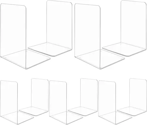 Extremos de libros de 2 a 8 piezas, sujetalibros, soporte para libros, topper de libros, sujetalibros transparente para estantes, sujetalibros acrílicos para la escuela, biblioteca