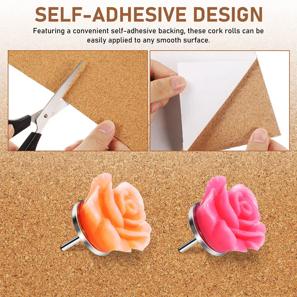 Rolo de cortiça autoadesivo com 1 mm de espessura, placas de cortiça com base para quadros de avisos, decoração de parede, móveis, artesanato DIY, decoração de casa