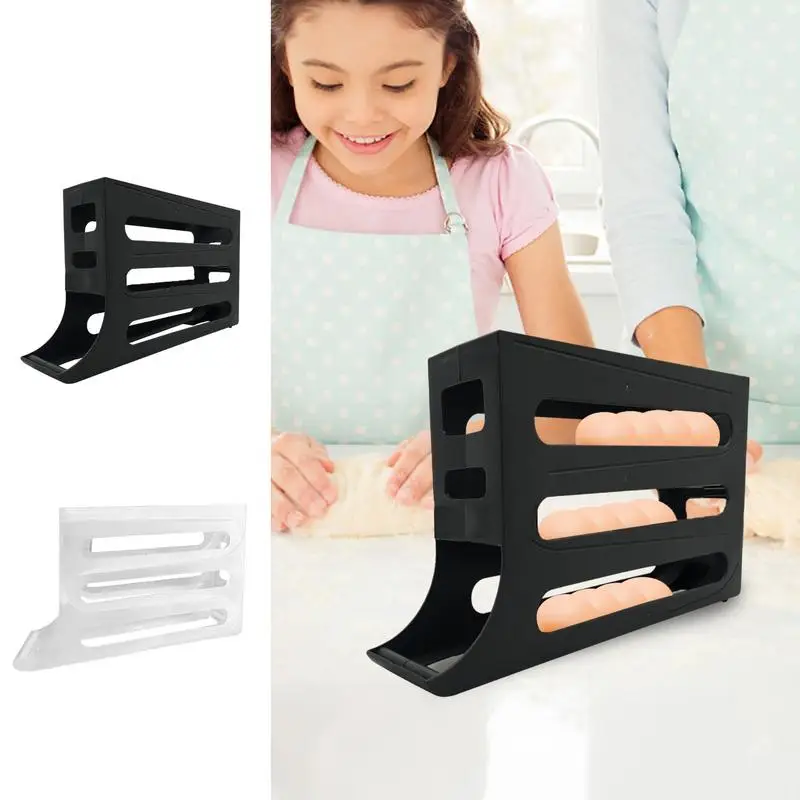 Egg Rolling Egg Dispenser 4-Tier Egg Rack Egg Dispenser Holder Drop Protection Egg Holder For Kitchen Cabinets