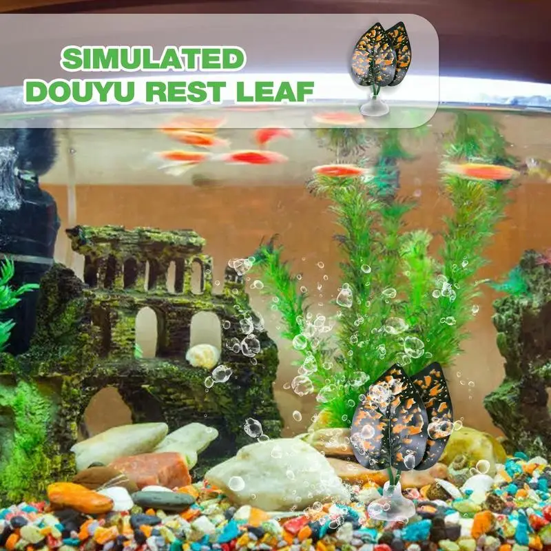 Artificial Aquarium Fish Tank Betta Leaf Plants Decoration Betta Fish Rest Place Spawning Leaf Pad Plant Hammock Fish Bed