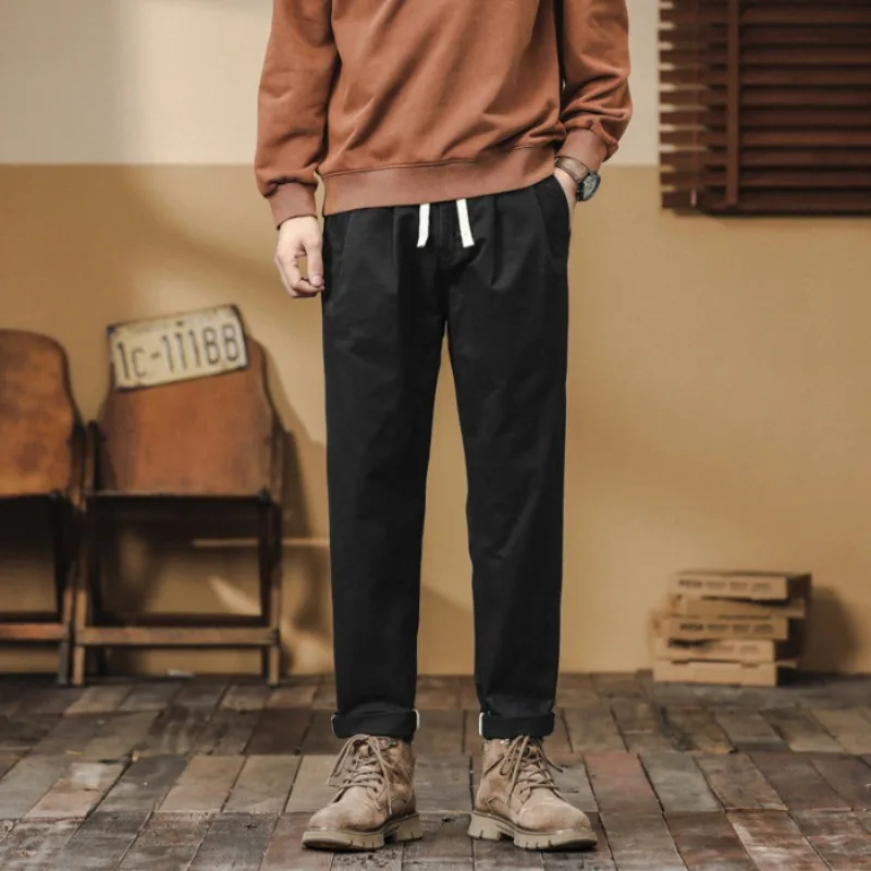 2024 autumn new Japanese loose lace-up casual cargo pants men's Haren pants