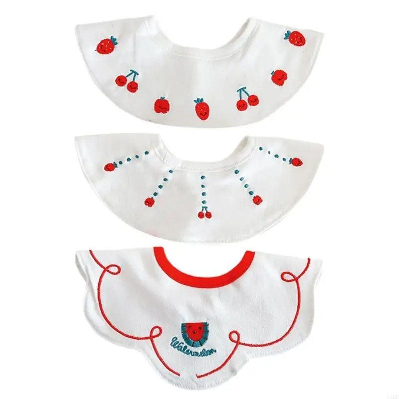 54DF 3 stuks babyvoeding slabbetjes borduren cartoon patroon slabbetjes voor baby kwijlen schort