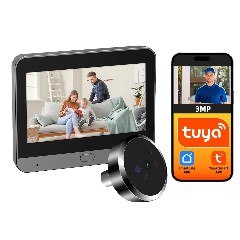 4.3Inch IPS Screen 3mp WIFI IP Doorbell Tuya APP Video Door Phone Intercom Visual Door Viewer