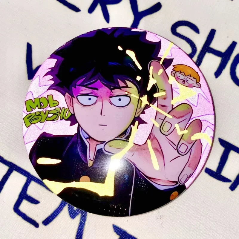 Shigeo Kageyama Mob Reigen Popular Anime 75mm Double Flash Reflective Fan Badge Two-dimensional Peripheral Manga Enamel Pin