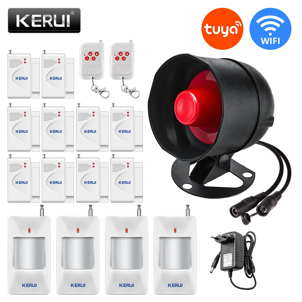 KERUI Tuya Smart WIFI Wireless Security Alarm System Siren Home Burglar Motion Detector Door Sensor Tuya APP Remotely Control