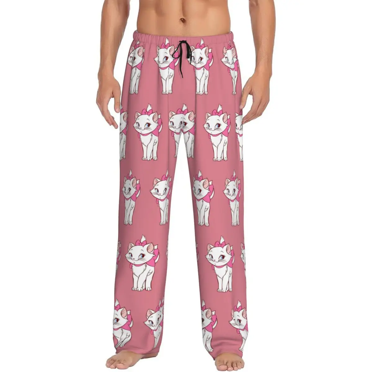 

Custom Printed Marie Cat Pajama Pants Men Cute Persian Cat Sleep Sleepwear Bottoms with Pockets
