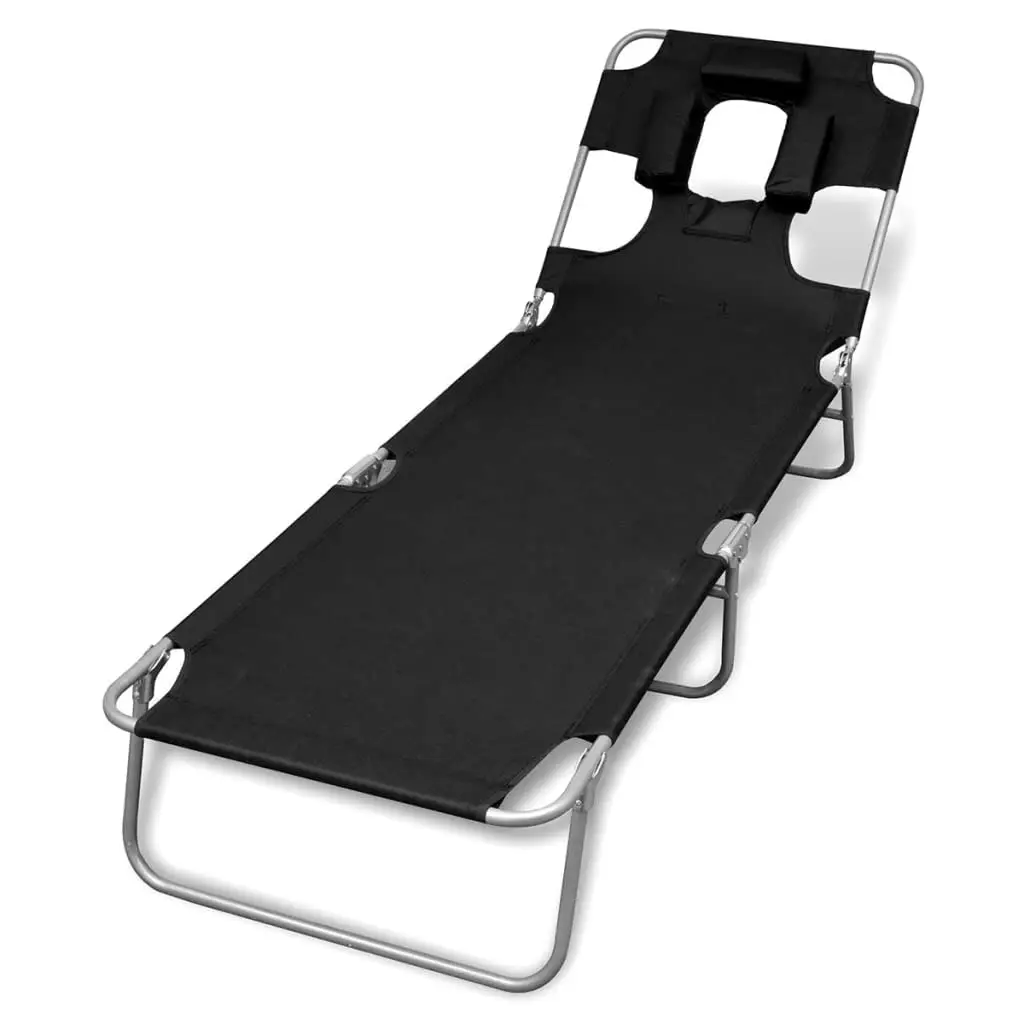 

Folding Reclining Lounge Chair with Head Cushion Steel Frame for Poolside Beach Patio Outdoor, Customized