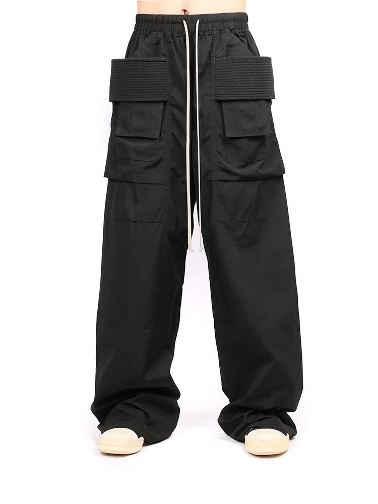 High Quality Niche Designer Style Dark Double Ring Overalls Wide Leg Loose Mopping Trousers