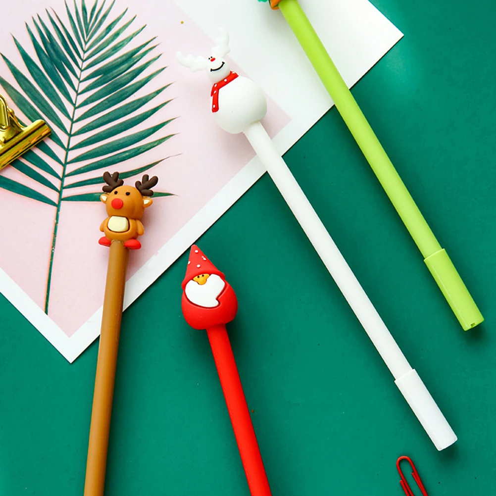 

6 шт., студенческие гелевые ручки, рождественские элементы, черные чернила, ручки для письма, милые рождественские вечерние школьные канцелярские принадлежности, школьные и офисные принадлежности