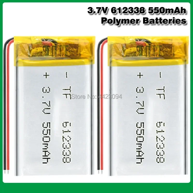 Lithium Polymer 3.7V 550mAh 612338 Li-Po Li ion Rechargeable Battery Lipo Cells for DVR GPS MP3 MP4 Cell Phone Speaker