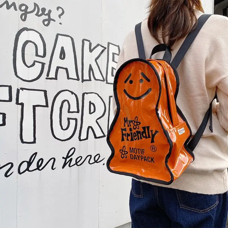 

Cute Cartoon Gingerbread Man Backpack Women Letter Print Large Capacity Backpack Ladies Waterproof Unique Creative Novelty Bag