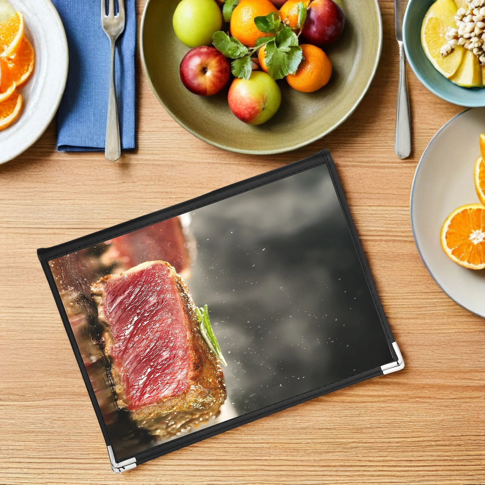 

Transparent PVC Restaurant Menu Binder A4 Size 8 Pages 16 Views Faux Cover Menu Folder for Cafes Bars PVC Notebook