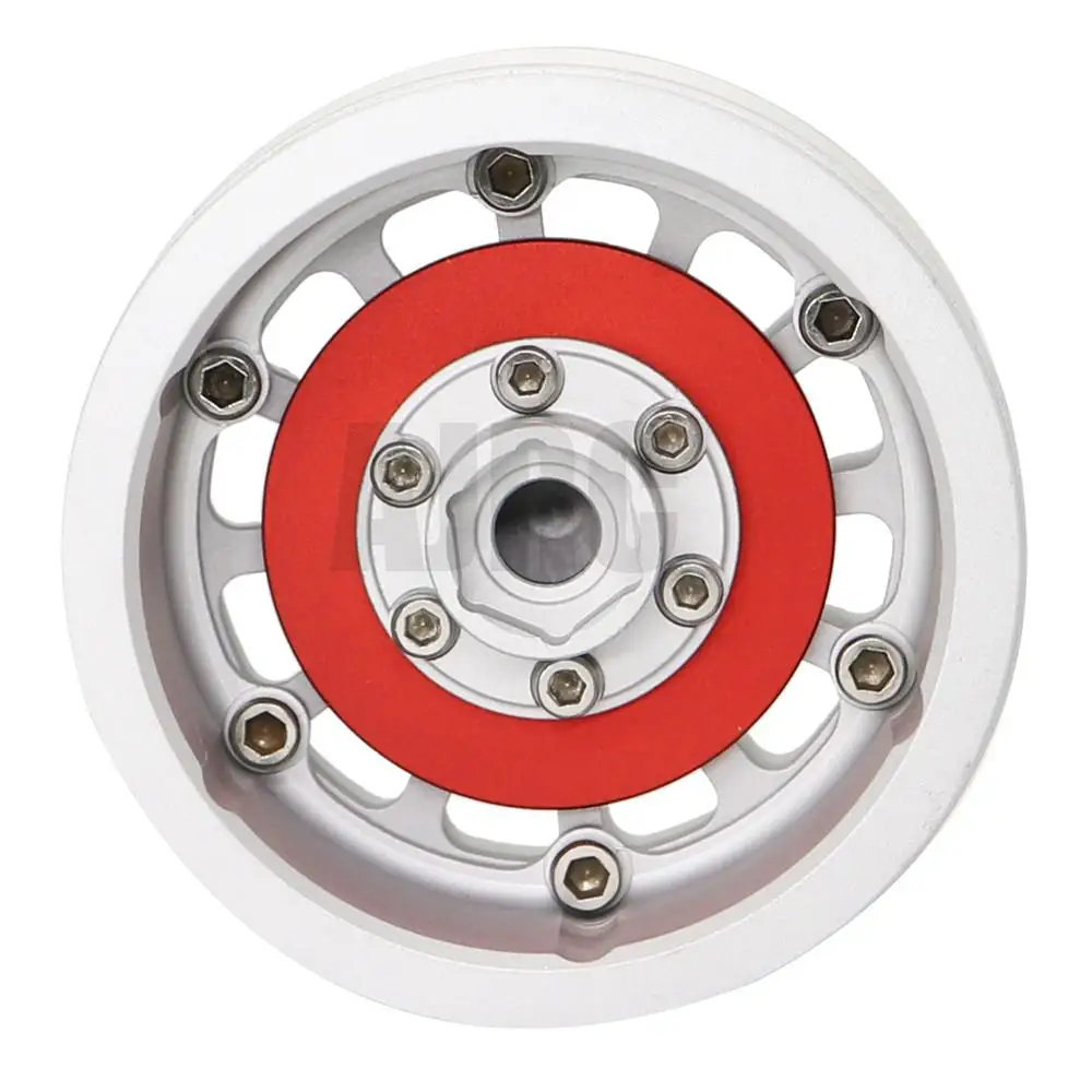 Roda de metal de 2.2 polegadas com pinça de freio a disco simulado, para pista 1:10 rc axial scx10 ii 90046 axi03007 trx4 trx6 tamiya mst, 1 peça