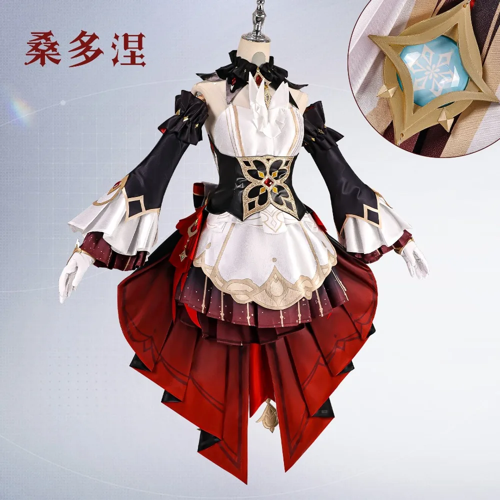 Genshin Impact Sandrone The Marionette Cosplay Costume Full Set with Teacup Prop Game Character Role-Play Outfit Game Cos Suit
