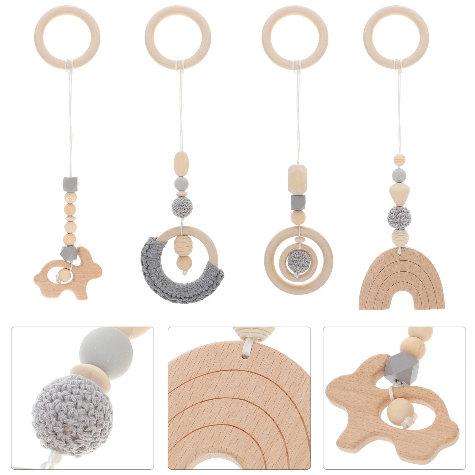 Baby Rattles Teethers Gym Rack Toys Nursery Room Stroller Beaded Pendant Newborn