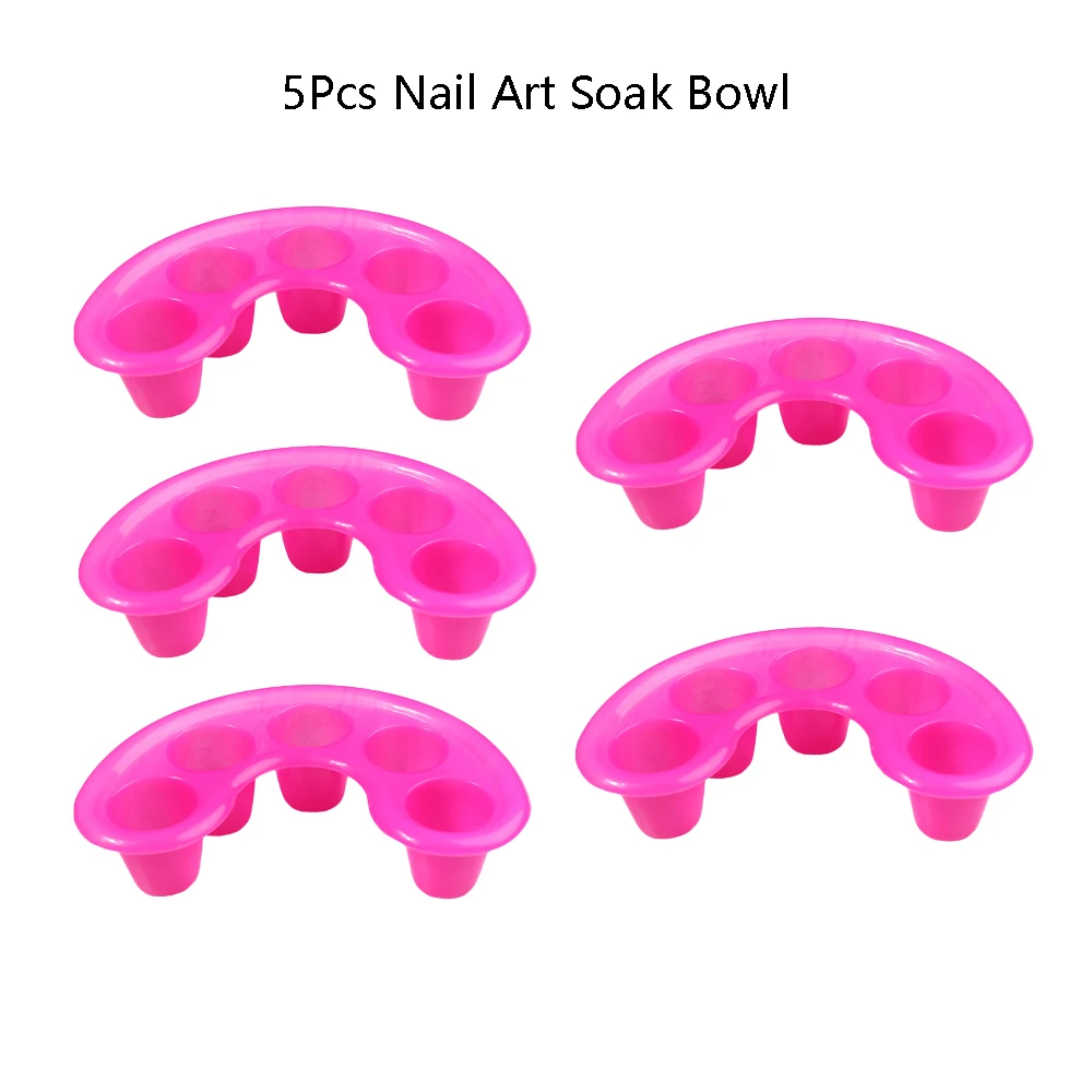 5Pcs Nail Removal Soaker Bowls Plastic 5-hole Armor Removal Containers Clean Hands Care Nails Tools