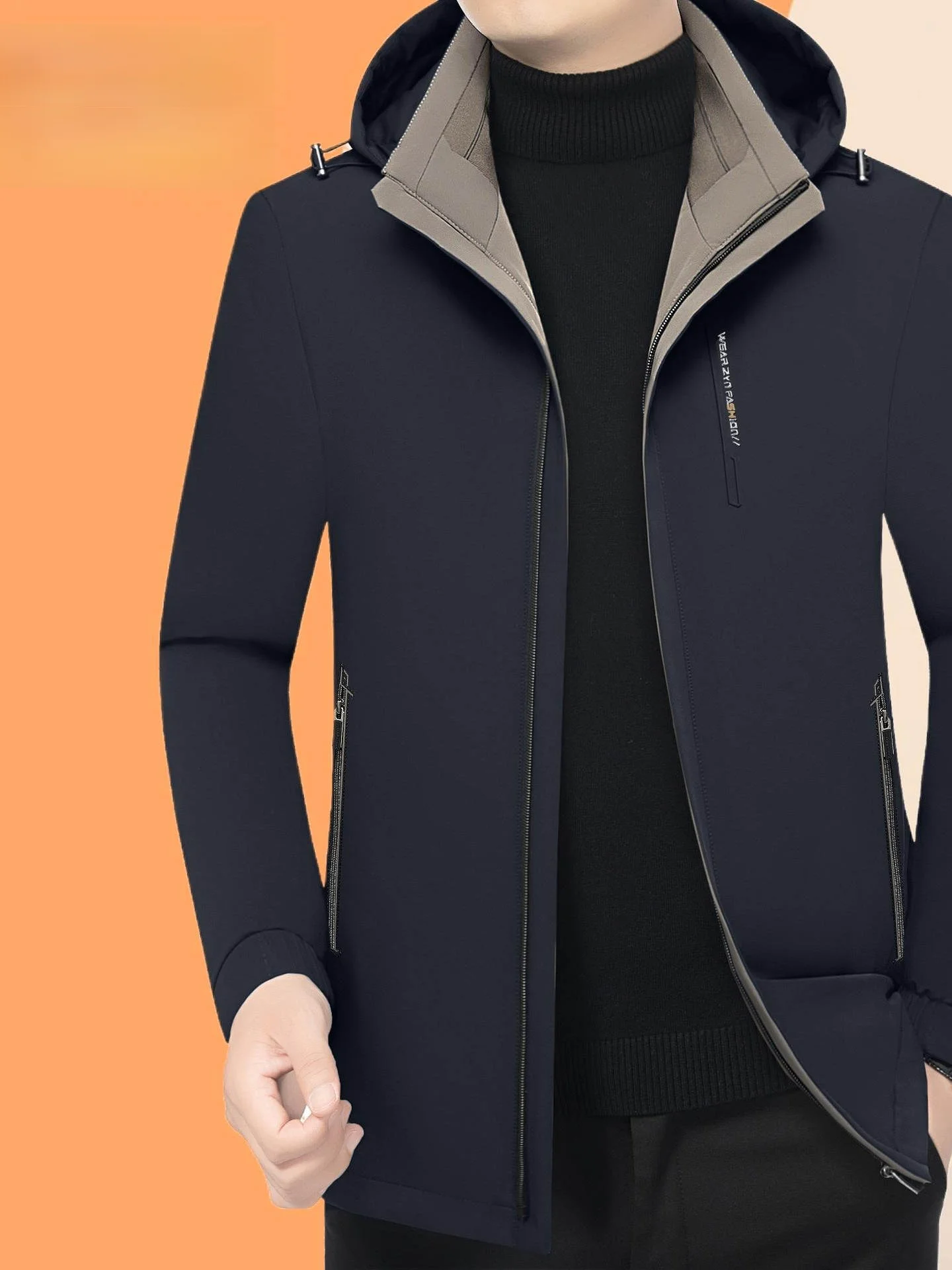 

Winter Duck down Jacket Men's Mid-Length Thickened Cold-resistant Casual Style Polyester Fiber Urban Outdoor Wear