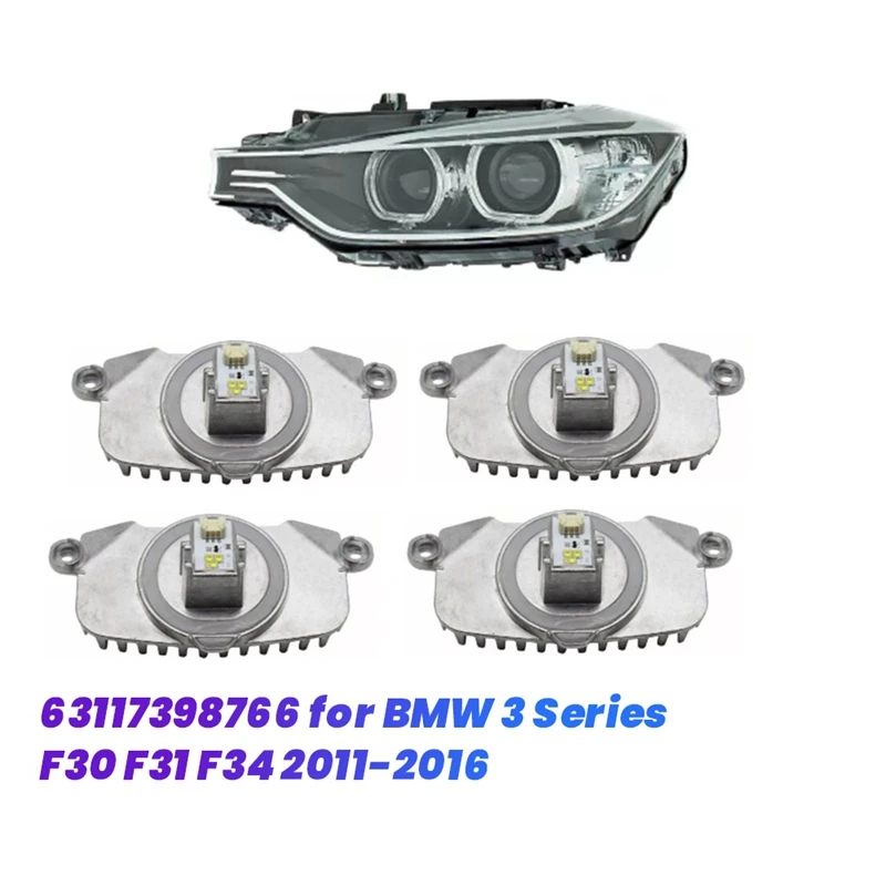 4 szt. Wkładka samochodowa LED do jazdy dziennej DRL Dioda 63117398766   Dla BMW serii 3 F30 F31 F34 2011-2016 Moduł światła Angel Eye