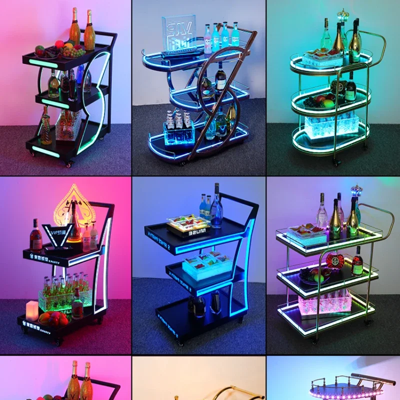 bar luminous wine cart night KTV wine delivery food cart mobile birthday cake trolley led trolley