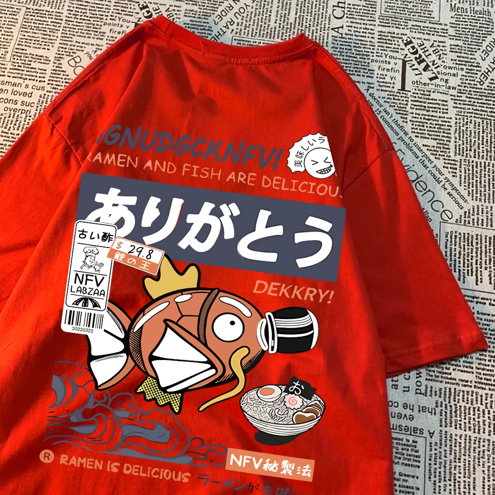 女性のための面白い寿司魚のパターンプリントTシャツ,カジュアルな夏のTシャツ,ストリート,ヒップホップ,通気性のある柔らかい服