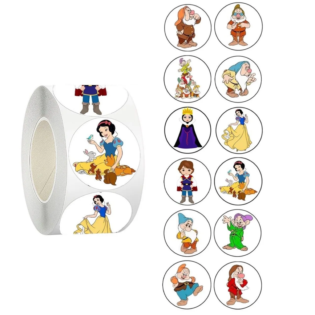 500pcs Disney Snow White Ariel Stickers Roll Princess Decals Stickers For Laptop Water Bottles Phone Computer