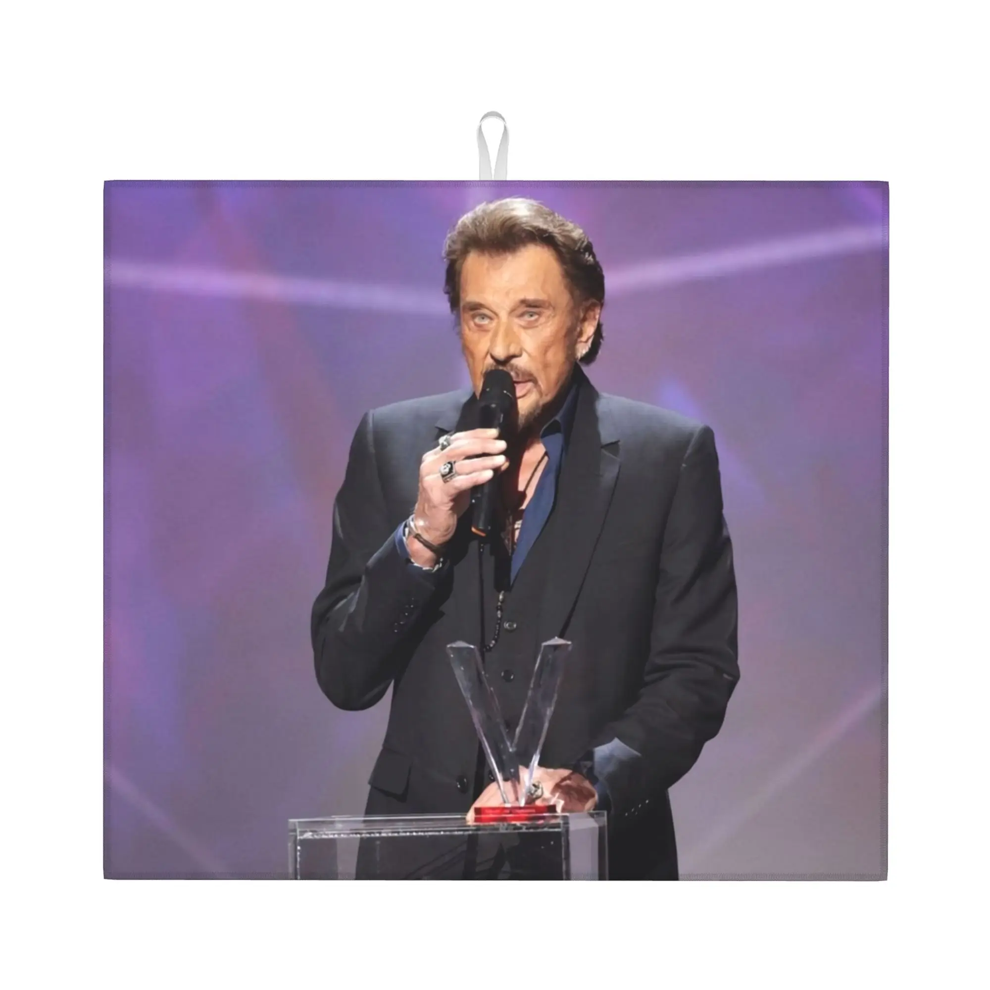 Drying Mat For Kitchen Johnny Hallyday French Rock Singer Barware Tableware Oil Proof Reusable  Washable Kitchen Sink Drying Pad