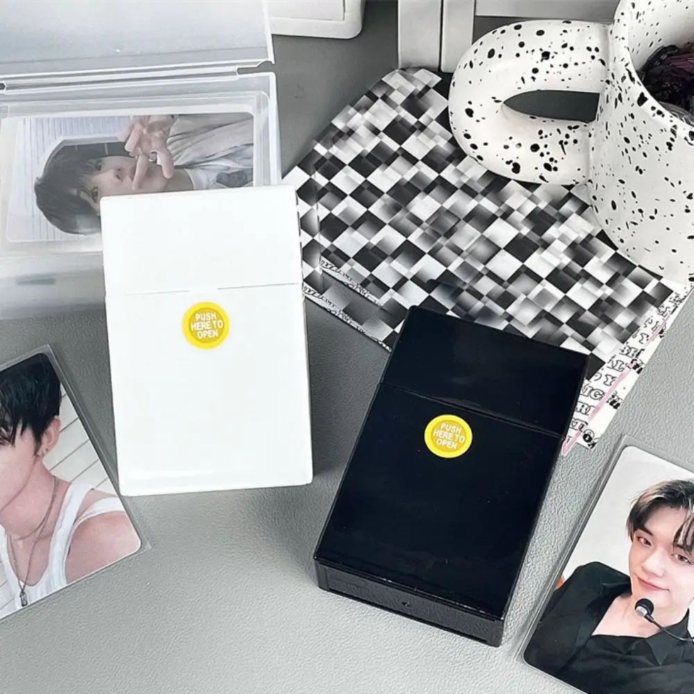 Black Photocards Storage Box White Transparent Kpop Idol Photo Card Holder Container Portable Card Sleeve Album Case