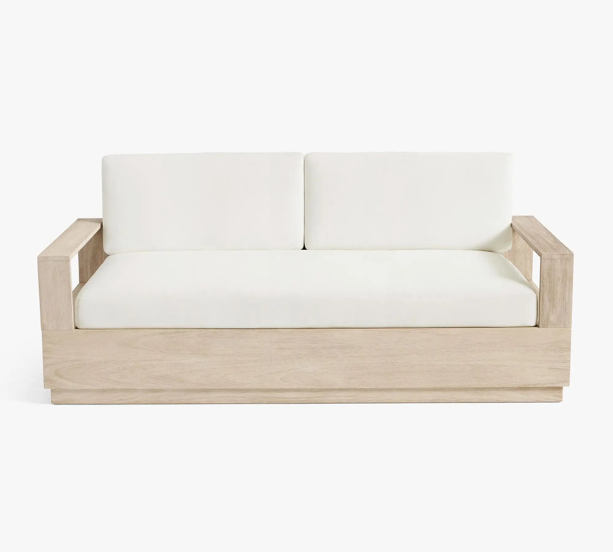 Contemporary Outdoor Space Terrace Long Couch Sofa Teak Wood Outside Furniture Outdoor