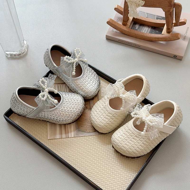 

Туфли принцессы для девочек с милым бантом, новинка 2023 года, осенние прогулочные туфли для малышей на мягкой подошве, элегантные туфли на плоской подошве для школьной вечеринки и свадьбы для девочек