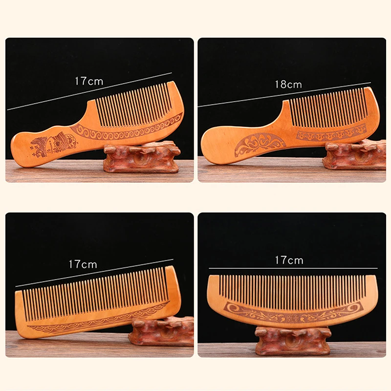 Natural Peach Wood Comb Close Teeth Anti-Static Head Massage Beard Hair Care Tool Beauty Accessories Barber Women'S Hairdres