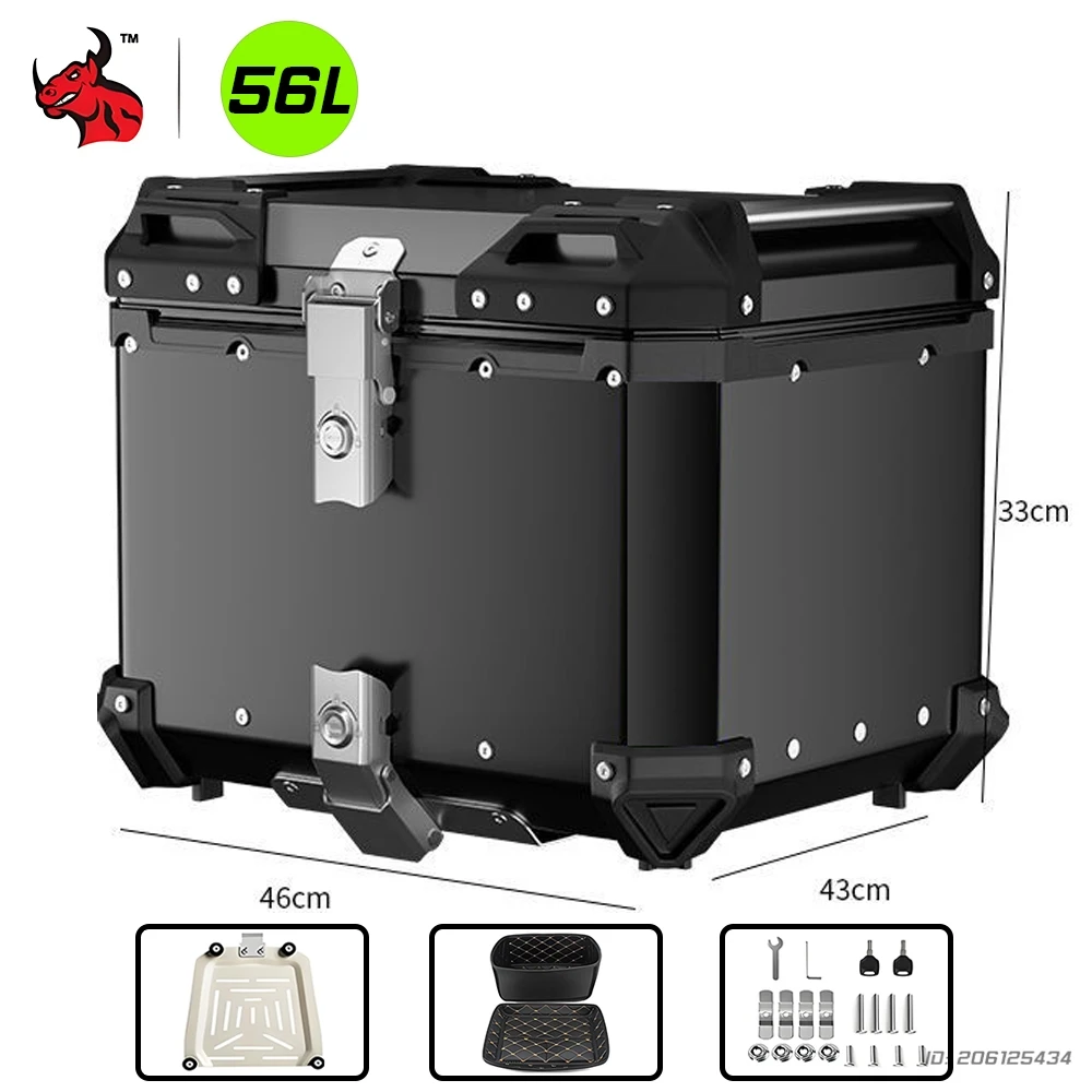 Universele Motorcycle Top Box Case 36L-65L Aluminium Bagage Staart Box Waterdichte Opslag Voor Scooter Motor Accessoires