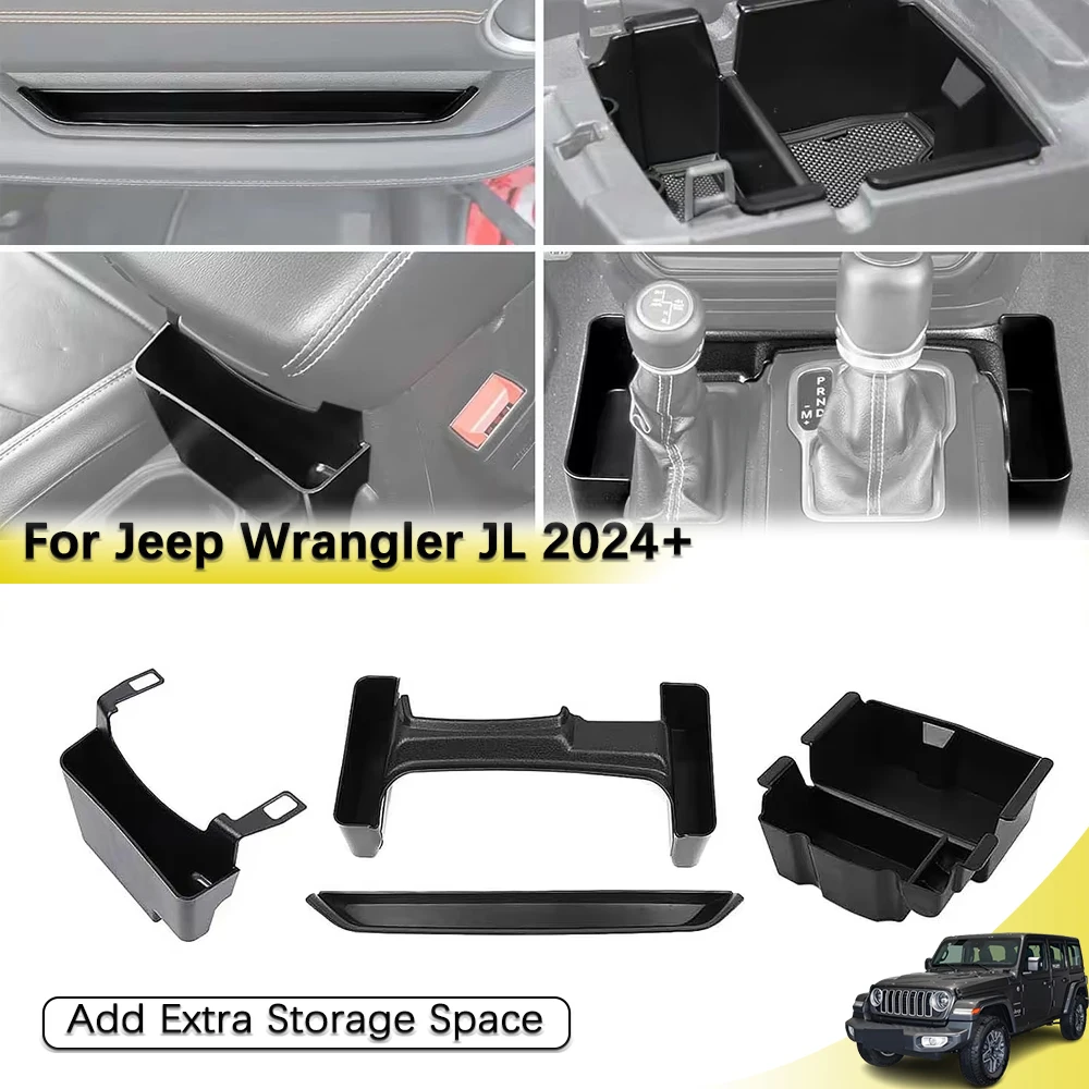 Console central caixa de apoio braço bandeja armazenamento frente alça do passageiro organizador para 2024 2025 jeep wrangler jl 4xe jt acessórios