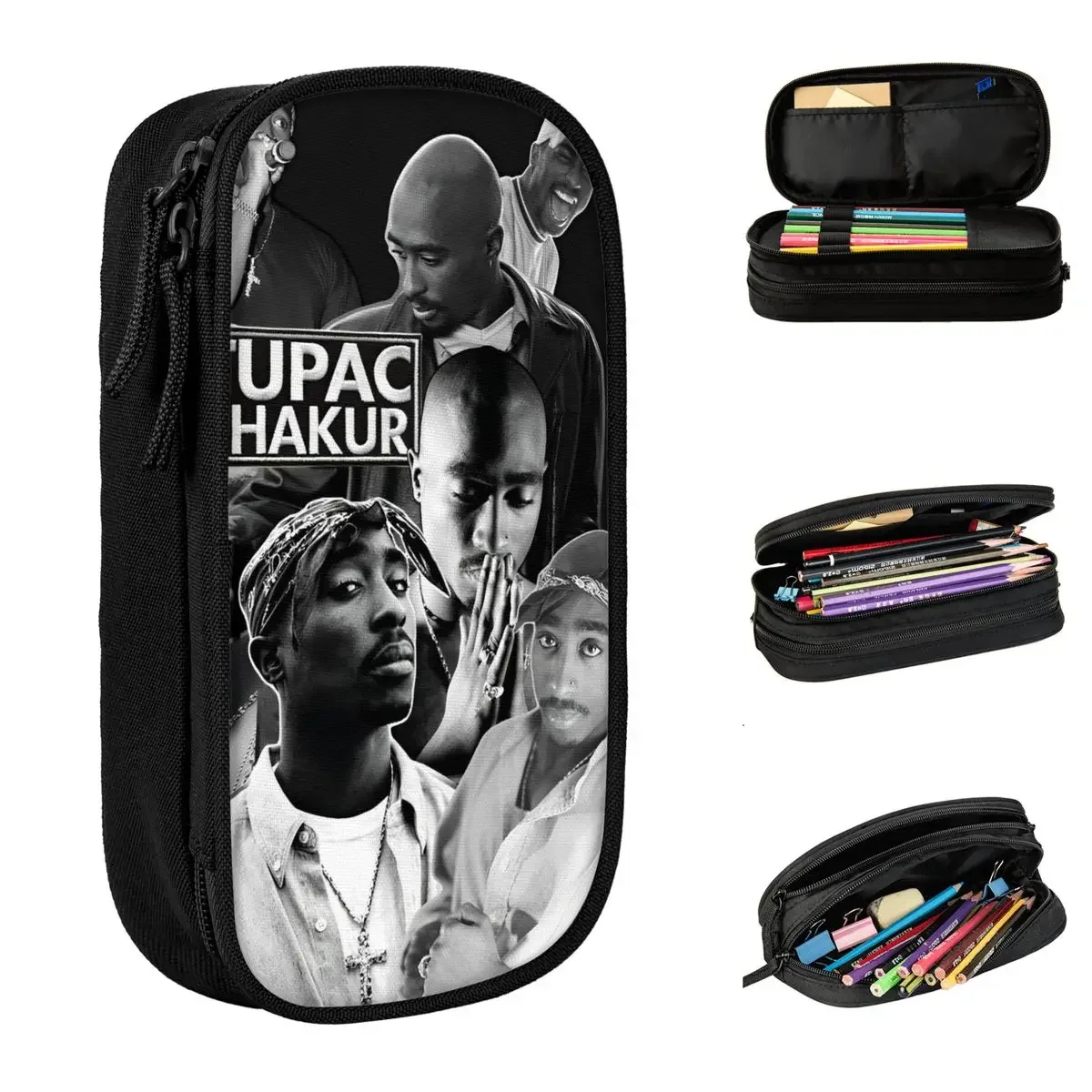 

Tupacs Pencil Case Fashion Rapper Pen Holder Bag Student Large Storage School Supplies Cosmetic Pencil Pouch