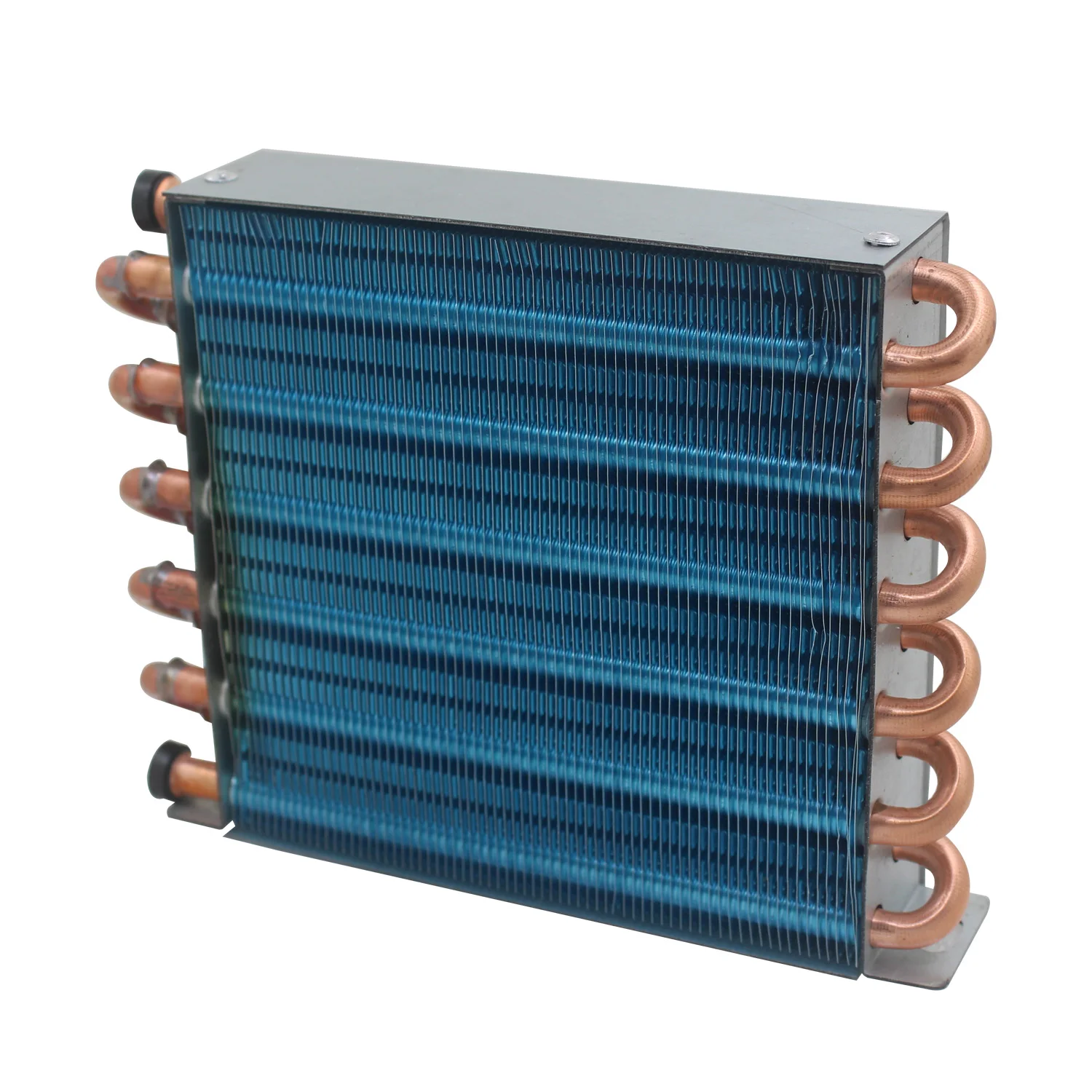 Small shell condenser radiator refrigerator freezer water-cooled aluminum fin and copper tube heat exchanger with fan173*132*38