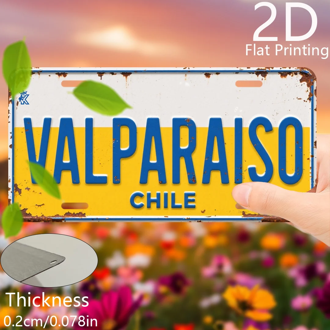 2D Flat Printing, Pack of 1, Vintage Aluminum Plaque, Decorative Plaque And Ornament(120 X 120), Valparaiso Theme, Vintage City