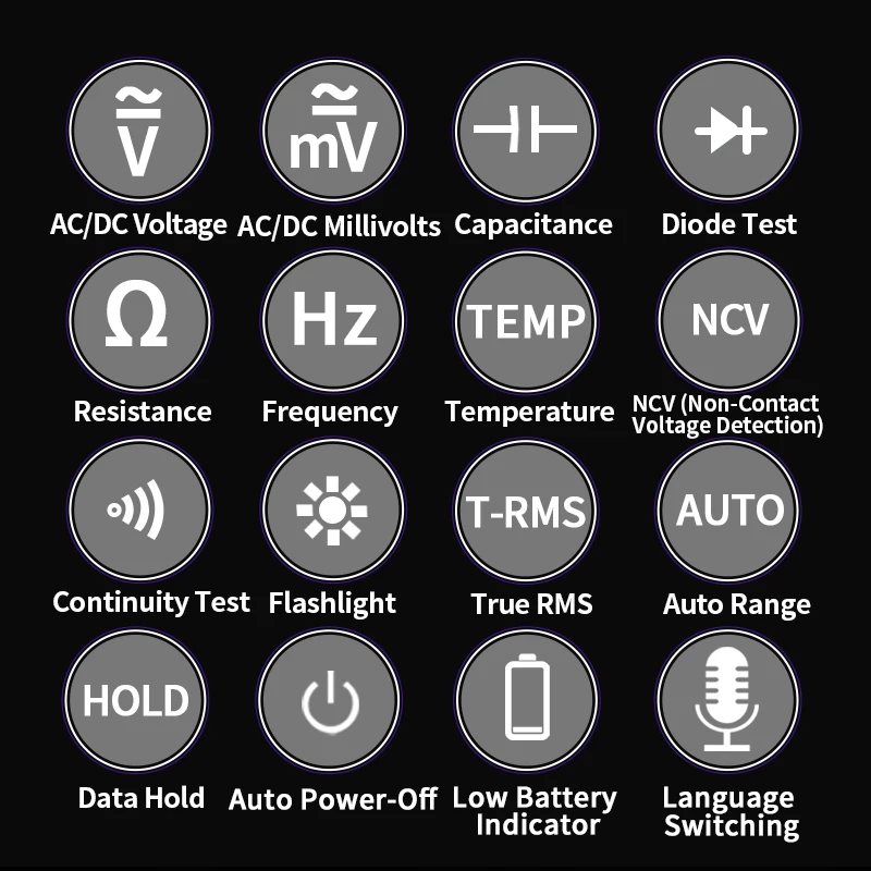 ZOYI الرقمية المهنية المتعدد البث الصوتي AC DC فاحص التيار صوت متعدد الوظائف هرتز hFE أوم أداة + إنذار صوتي