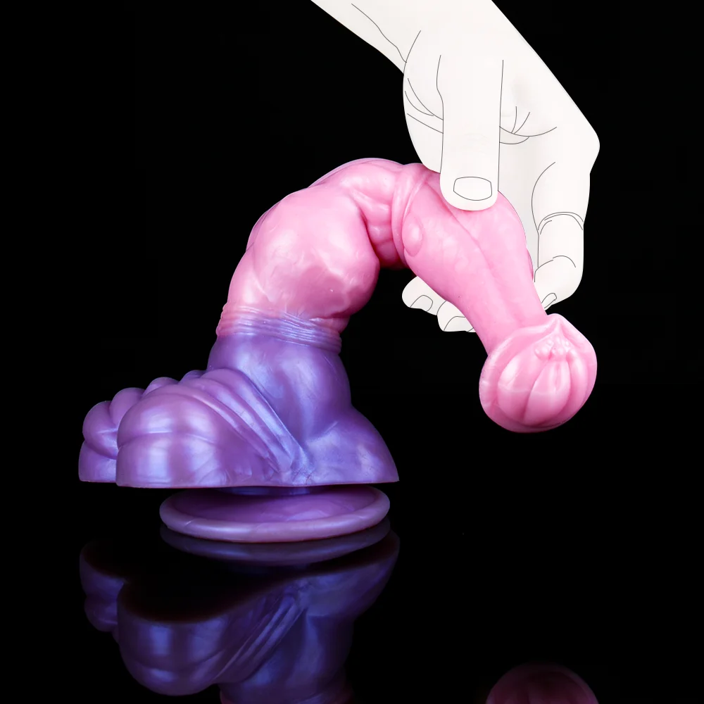 FAAK Fantasy Realistic Horse Penis With Suction Cup Silicone Animal Knot Dildo Multi Color Pink Sex Toys For Women Anal Massage