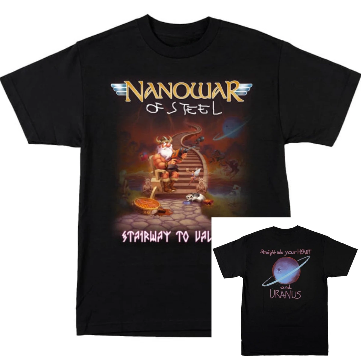 Nanowar of Steel Stairway To Valhalla Band T-Shirt 100% Cotton Graphic Tee Men Women Summer Streetwear Top