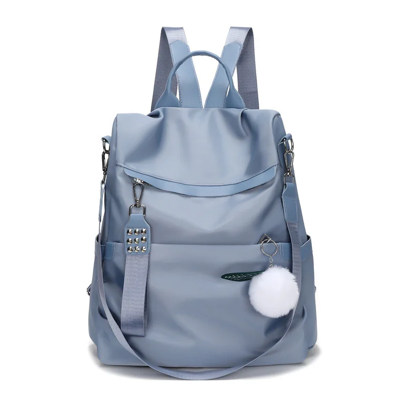 VIAGEM-Mochilas Oxford impermeáveis para mulheres, bolsas de ombro femininas elegantes, zíper rebite legal, bolsas escolares, bola de cabelo, nova moda, 2024