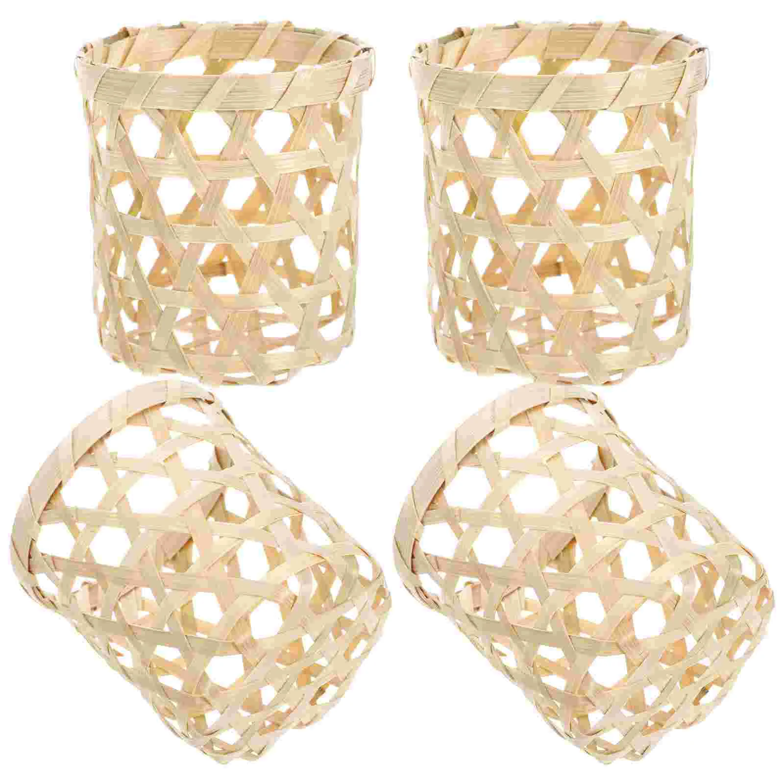 

4 Pcs Bamboo Coaster Weaving Cup Sleeves Dining Room Table Centerpiece Bracket Heat Resistant Decorative