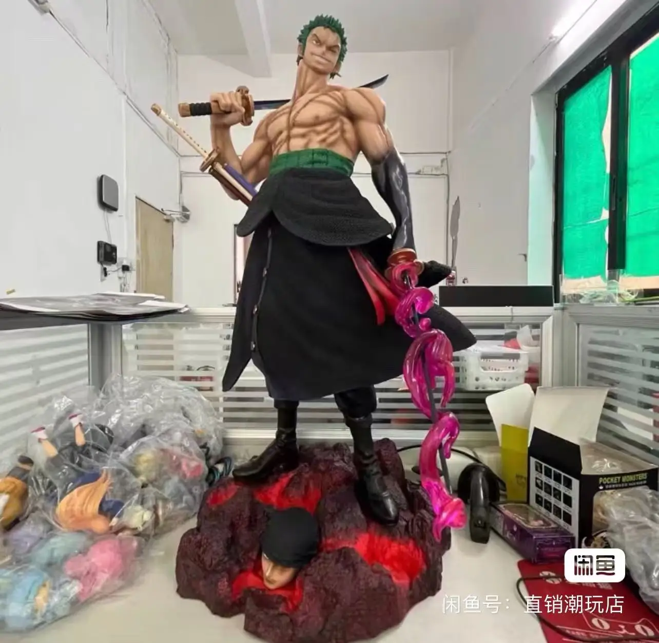 One Piece 73cm Zoro Gk Luffy Large Scale Sculpture Ace Anime Figure Model Desktop Decoration Model Replaceable Head Toys Gifts